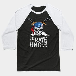 Pirate Uncle Skull Jolly Roger Halloween Costume Baseball T-Shirt
